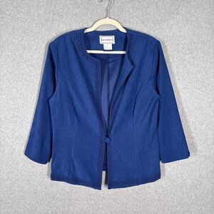 Karin Stevens‎ Microsuede Blazer Size 14 Embellished Scroll Stretch Soft Thin